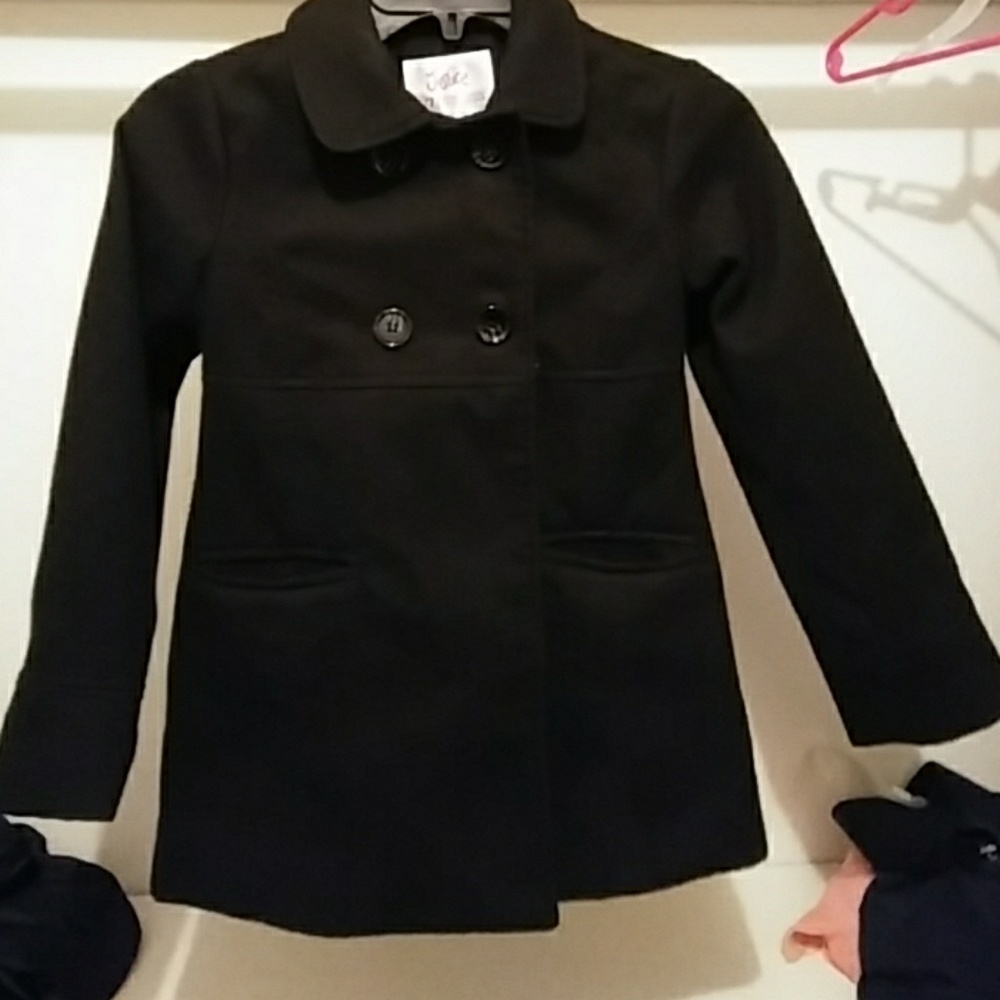 Girls Justice Black Pea Coat Size 6/7